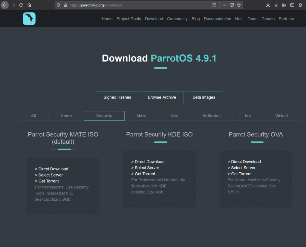 download parrot security os iso